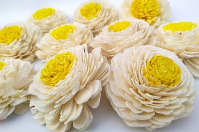 PUPRIWALL Handmade Dry Sunflower for Project, Art & Craft, Resin art White, Yellow Dahalia Artificial Flower(3.5 inch, Pack of 10, Single Flower)