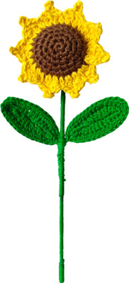 FARHAT CROCHET CREATION Yellow Sunflower Artificial Flower(5 cm, Pack of 1, Single Flower)