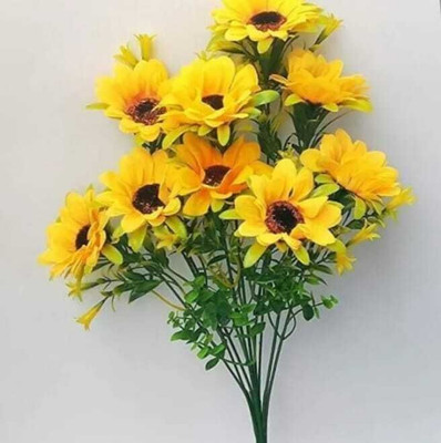 Priyam shopping hub Artificial Sunflower Bunch Yellow Sunflower Artificial Flower(25 cm, Pack of 1, Flower Bunch)