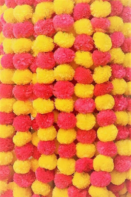 MIFADECOR Artificial Marigold Flowers/Garlands for Diwali Genda/Festive Decor (4.5ft) Pink, Yellow Marigold Artificial Flower(132 cm, Pack of 10, Garlands)