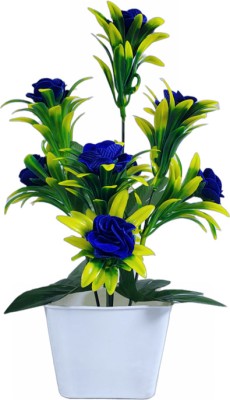 AFQ calla lily flower Blue Callalily Artificial Flower  with Pot(10 inch, Pack of 1, Flower with Basket)