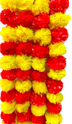 Newville Multicolor Marigold Artificial Flower(155 cm, Pack of 5, Garlands)