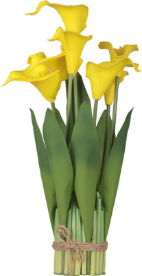 one mittii Artificial 10pcs Callalily Flowers for Vase Pot Home Decorations Yellow Callalily Artificial Flower(35 cm, Pack of 1, Flower Bunch)