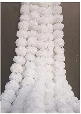 MIFADECOR Marigold Garland Artificial Flowers/Genda Phool Mala/Festive Decor (4.5ft) White Marigold Artificial Flower(52 cm, Pack of 10, Garlands)