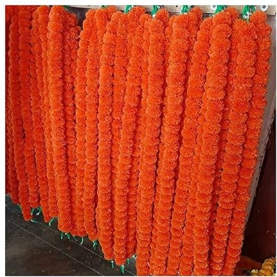 mogal Marigold Artificial Flower (60 inch orange, Pack of 10, Garlands) Orange Marigold Artificial Flower(60 inch, Pack of 10, Garlands)