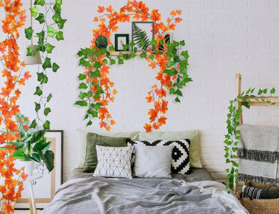 NERAPI 8 Piece Attractive Leaf Hanging Money Plant Garland Creepers (4+4), Green, Orange Wild Flower Artificial Flower(69 cm, Pack of 8, Vine & Creepers) NERAPI 8 Piece Attractive Leaf Hanging Money Plant Garland Creepers (4+4), Green, Orange Wild Flower Artificial Flower(69 cm, Pack of 8, Vine & Creepers)