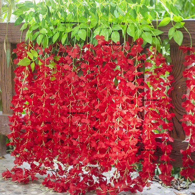 BBB Red Westeria Artificial Flower(44.04 cm, Pack of 2, Vine & Creepers)