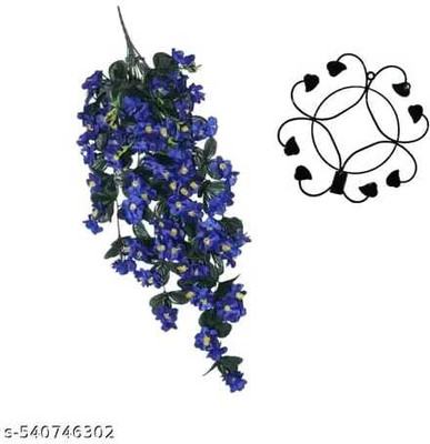 kanha creation Blue Daisy Artificial Flower  with Pot(35 cm, Pack of 1, Flower Bunch)