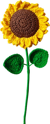 FARHAT CROCHET CREATION Yellow Sunflower Artificial Flower(5 cm, Pack of 1, Single Flower)