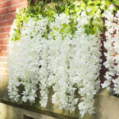 well art gallery well art gallery (Set of 6) Artificial Fake Flowers Vine Silk Big Wisteria Hanging Garland String for Party Garden & Home Decoration Garlands (110 * 37 * 1 cm (White) White Westeria Artificial Flower (43.3 inch, Pack of 6) White Westeria Artificial Flower(43 cm, Pack of 3, Garlands)