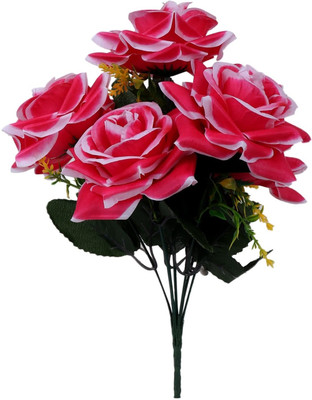 Daissy Raise Pink Paper Rose Artificial Flower Bunch for Home Decoration(15 Inch,Set of 1) Pink Rose Artificial Flower(13 cm, Pack of 1, Flower Bunch)