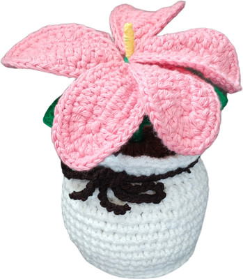 FARHAT CROCHET CREATION Multicolor Cosmos Artificial Flower  with Pot(7 cm, Pack of 1, Single Flower)