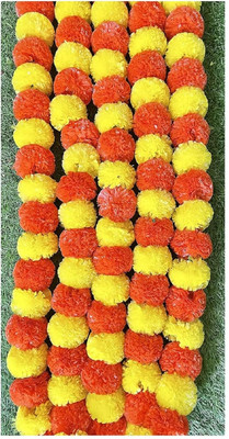 tosim artificial genda phool for Diwali festival, and Office Decoration(pack of 10) Yellow, Orange Marigold Artificial Flower(147 cm, Pack of 10, Single Flower)