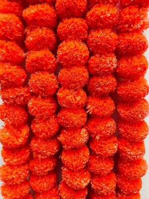 RK TRADERS CO Artificial Flower Orange Marigold Artificial Flower(60 inch, Pack of 15, Garlands)