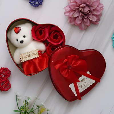 LoveGift Heart-Shaped Box with Rose | Romantic Gift for Girlfriend, Wife Red Rose Artificial Flower(12 cm, Pack of 1, Single Flower)