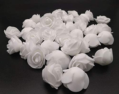 SHIVAMKRAFT 50 Piece White Foam Rose Flower Heads, Red Rose Flower Head for DIY Crafts White Rose Artificial Flower(1 inch, Pack of 50, Single Flower)