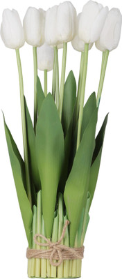 one mittii Decorative Artificial Tulips Flowers for Vase Pot Home Decorations White Tulips Artificial Flower(35 cm, Pack of 1, Flower Bunch)