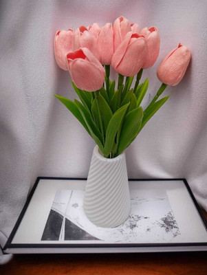 ALIZA Artificial pink Tulip Flowers Bunch for Home Decorations Pink Tulips Artificial Flower(34 cm, Pack of 10, Single Flower)