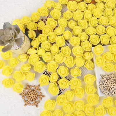 Gauri Yellow Rose Artificial Flower(1.5 cm, Pack of 10, Flower Bunch)