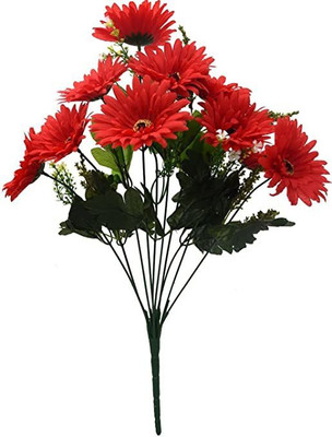 Real PBR REAL PBR Artificial Flower Bunch Red Wild Flower Artificial Flower  with Pot(6 inch, Pack of 1, Flower Bunch)