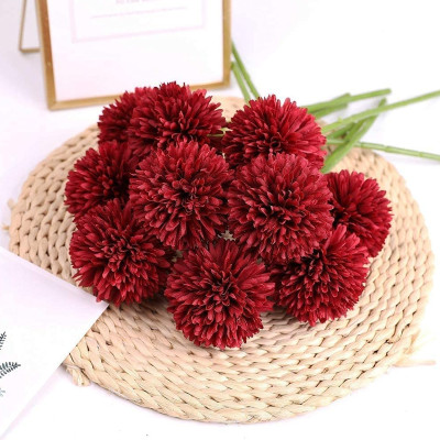 TIED RIBBONS Decorative Artificial Chrysanthemum Flowers for Vase Home Decoration Gift Item Red Chrysanthemum Artificial Flower(11.6 cm, Pack of 6, Single Flower)
