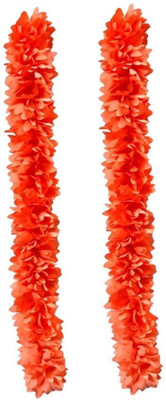 PMW Orange Anthurium Artificial Flower  with Pot(100 cm, Pack of 2, Flower Bunch)