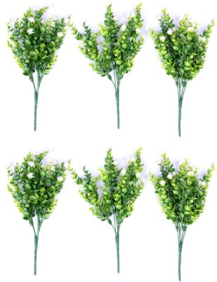 AAVANA GREENS Artificial Bushes for Home And Office Décor F-AGBF-077-W-P6 White Wild Flower Artificial Flower(36 inch, Pack of 6, Flower Bunch)