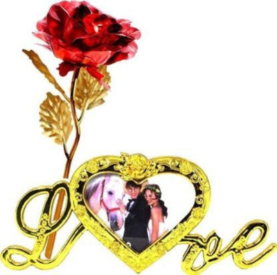 ASHIRWAD 24K Gold Plated Rose with Gift Box – Ideal for Anniversaries Gold, Red Rose Artificial Flower(12 cm, Pack of 1, Flower Bunch)