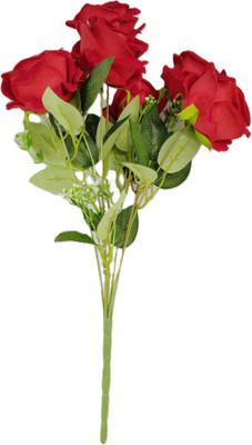 VENSA KINS Red Rose Artificial Flower(22 cm, Pack of 1, Flower Bunch)