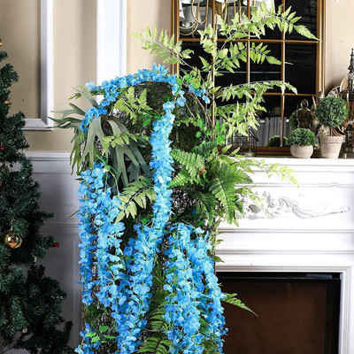 BBB Blue Westeria Artificial Flower(43.2 cm, Pack of 1, Vine & Creepers)