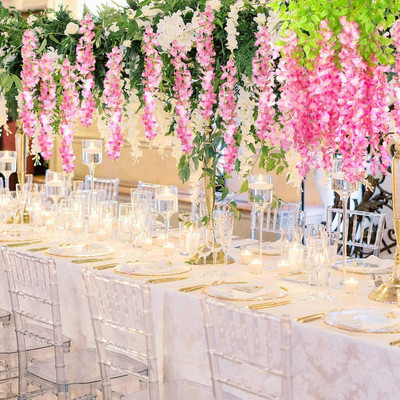 ANK Pink Westeria Artificial Flower(43.2 cm, Pack of 9, Vine & Creepers)