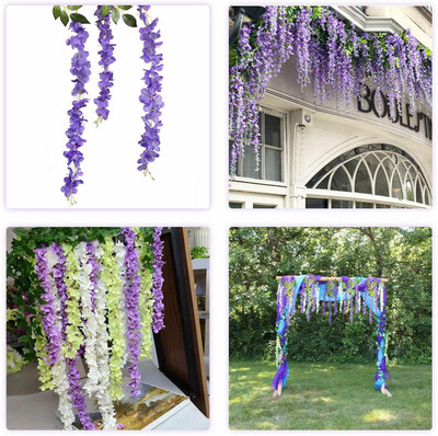 well art gallery Artificial Wisteria Hanging Flowers for Decoration, 3.6 Feet (Purple, 12) Artificial Plant(110 cm, Purple)