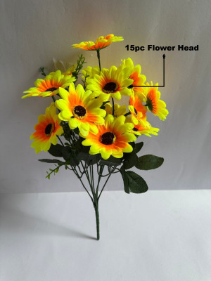 CGC Artificial Yellow & Orange Sunflower Bouquet for Vase, Table & Office Decor Yellow Sunflower Artificial Flower(32 cm, Pack of 1, Flower Bunch)