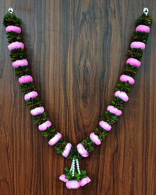 GURRAM Peony Rose Pink Artifical Flower Haar Multipurpose uses Home Decor & Toran Pink, Green Peony Artificial Flower(101.6 cm, Pack of 18, Garlands)