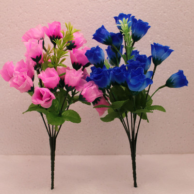 TFH Artificial Rose Flowers Bunches For Room Decoration Pink, Blue Rose Artificial Flower(30 cm, Pack of 2, Flower Bunch)