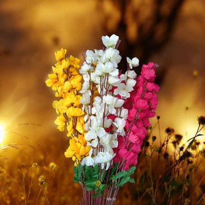 GOODVIBES Home Paradise Multi Bunch Multicolor Cherry Blossom, Cherry Artificial Flower(50 cm, Pack of 3, Flower Bunch)