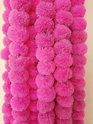 MIFADECOR Marigold Garland Artificial Flowers/Genda Phool Mala/Ladi for Decor Diwali Pink Marigold Artificial Flower(55 inch, Pack of 5, Garlands)