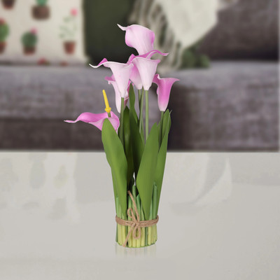 one mittii Calla Lily Artificial Flowers for Home Decoration, Bedroom and Craft Pink Callalily Artificial Flower(35 cm, Pack of 1, Flower Bunch)