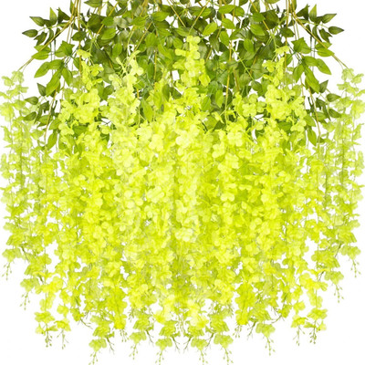 BBB Green Westeria Artificial Flower(43.6 cm, Pack of 3, Vine & Creepers)