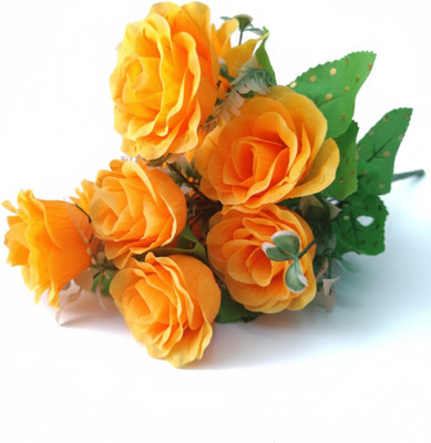 Duggu item Yellow Flower Yellow Rose Artificial Flower(38 cm, Pack of 1, Flower Bunch)