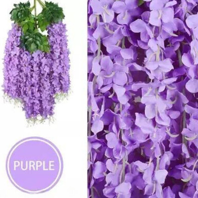 Satyam Kraft 6 Pcs Artificial Wisteria Vine Garland Fake Hanging for Home Decor (dark purple) Purple Westeria Artificial Flower(43 cm, Pack of 3, Garlands)