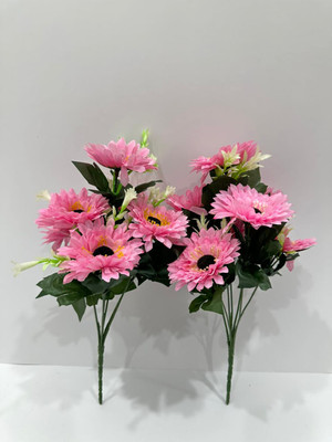 Sana's Kollection Artificial White Daisy Flower Bunch Set of 2 Pink Daisy Artificial Flower(33 cm, Pack of 14, Flower Bunch)