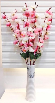 Real PBR Artificial Flower Home Decor Office Decor, Multicolor Cherry Blossom Artificial Flower(26 cm, Pack of 1, Flower Bunch)