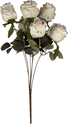 VENSA KINS White, Pink Rose Artificial Flower(50 cm, Pack of 1, Flower Bunch)