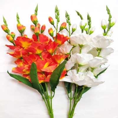 artificial hub Gladiolus Bouquet Bunch Multicolor, White Gladiolus Artificial Flower(25 inch, Pack of 2, Flower Bunch)
