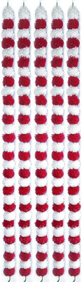 MIFADECOR Marigold Garland Artificial Flowers/Genda Phool Mala/Festive Decor (132cm) Red, White Marigold Artificial Flower(52 cm, Pack of 5, Garlands)