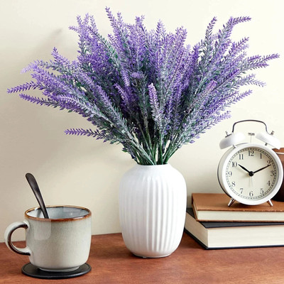 TIED RIBBONS Decorative Artificial Lavender Flowers for Vase Pot Home Decorations Purple Lavender Artificial Flower(12.5 cm, Pack of 4, Flower Bunch)