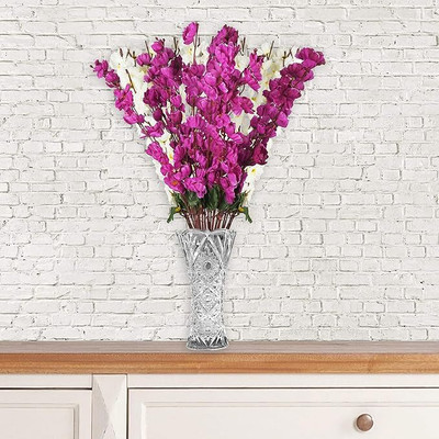 Ryme Combo Of White And Purple Artificial Flower Bunch For Home Decoration Showpiece (Pack Of 2) White, Purple Orchids Artificial Flower(20 inch, Pack of 2, Flower Bunch)