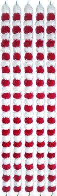 MIFADECOR Marigold Garland Artificial Flowers/Genda Phool Mala/Festive Decor (132cm) Red, White Marigold Artificial Flower(52 cm, Pack of 5, Garlands)