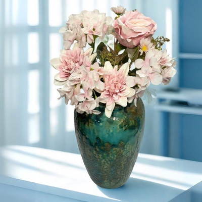 Siyara Creations Pink Artificial Flower Bunch for Home Decoration Pink Rose Artificial Flower(50 cm, Pack of 1, Flower Bunch)